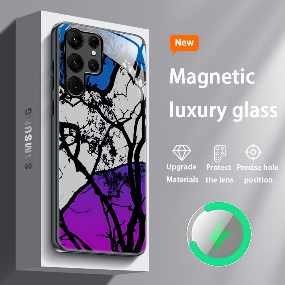 Tree design Beautiful Hot Phone Case For Samsung S26 S25 S24 S23 S22 S21 S20 Plus Ultra Glass Magnetic Case