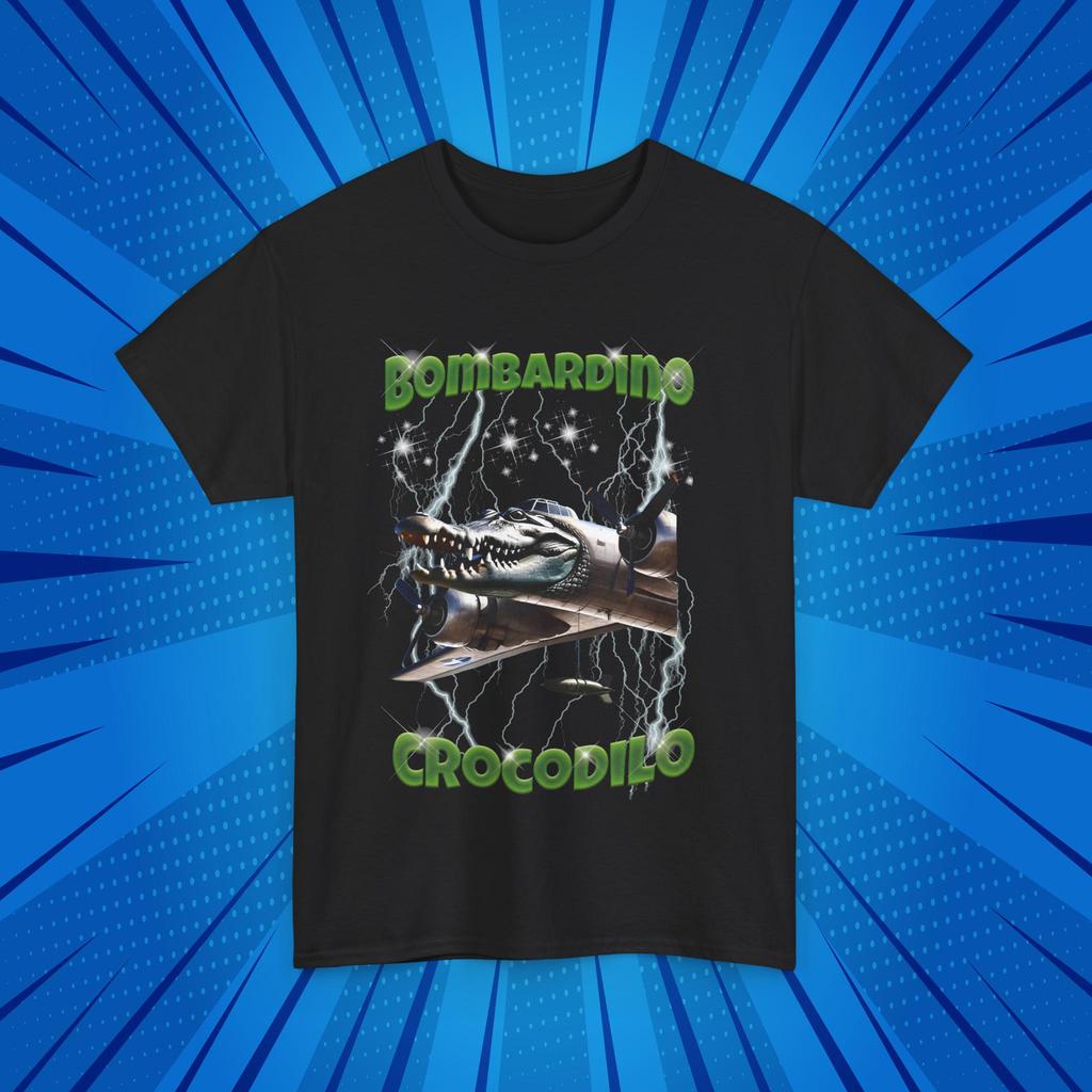 Men Women Print Bombardiro Crocodilo Crocodile Plane Bomber T Shirt Tee Cotton T-shirts Clothes