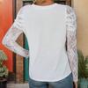 Lace Top Autumn Women's White Pullover T-shirt