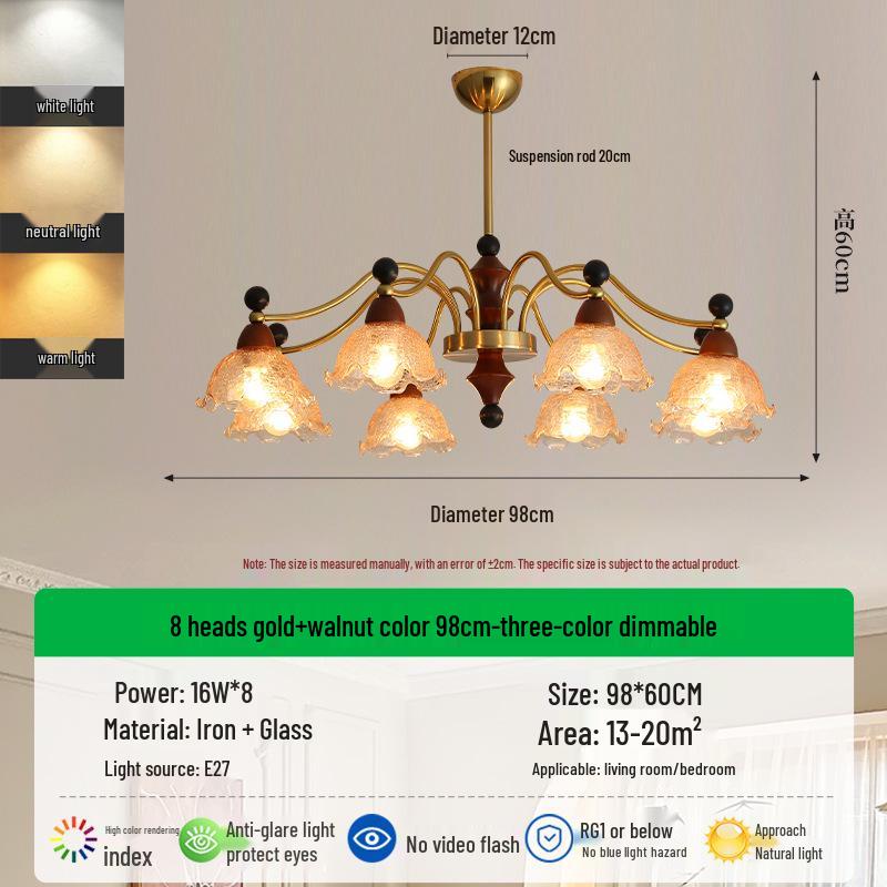 French Mid-Century Walnut Chandelier - Nanyang Style for Living, Dining, or Bedroom
