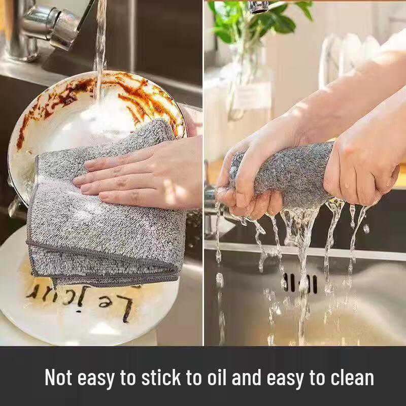Bamboo Charcoal Microfiber Kitchen Dishcloth