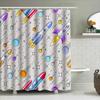 Space-themed Shower Curtain with Rockets Modern Bathroom Decor for Kids' Room or Nursery!