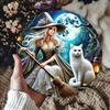 White Witch Round Metal Tin Sign Halloween Decor Thanksgiving Gift Home Wall Art Kitchen Bathroom Living Room