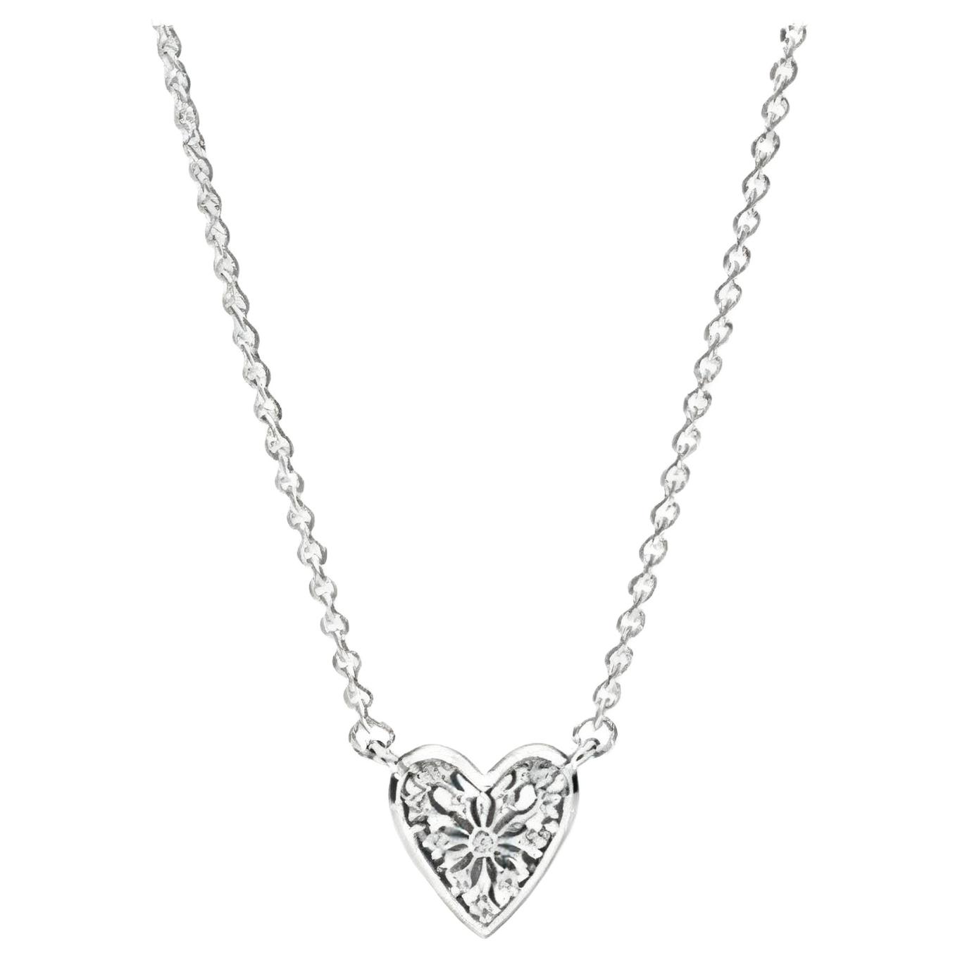 Pandora Heart-Shaped Paved Pendant Necklace Women necklace Silver 396370CZ Box
