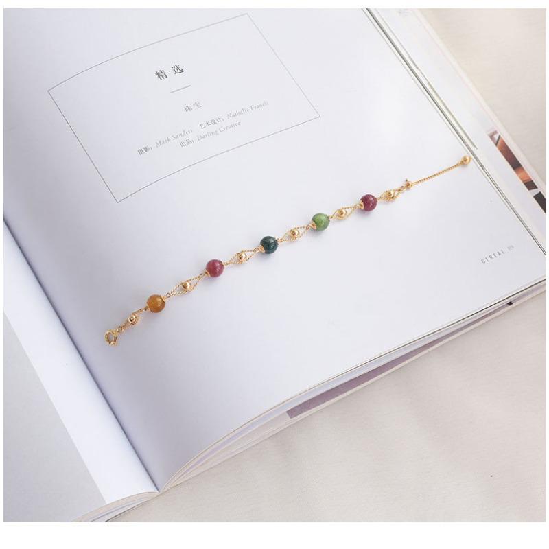Women Natural Tourmaline Crystal Bracelet Korean Fresh Ins Style Niche Jewelry