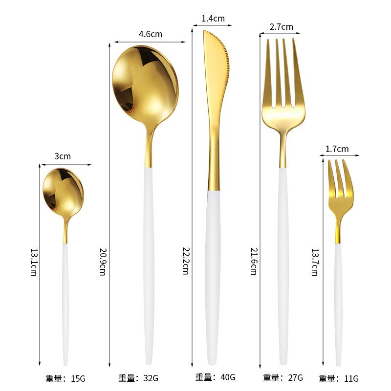 5Pcs Cutlery Set Stainless Steel Tableware Knife Fork Spoon Dinnerware Set Kitchen Flatware Silverware