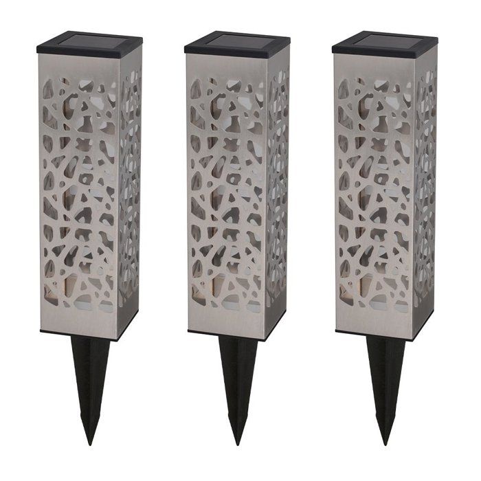 Lot 3 balises solaires - LUMISKY - ORGANIC INOX - LED blanc chaud - Inox - H31 cm - Eclairage jardin