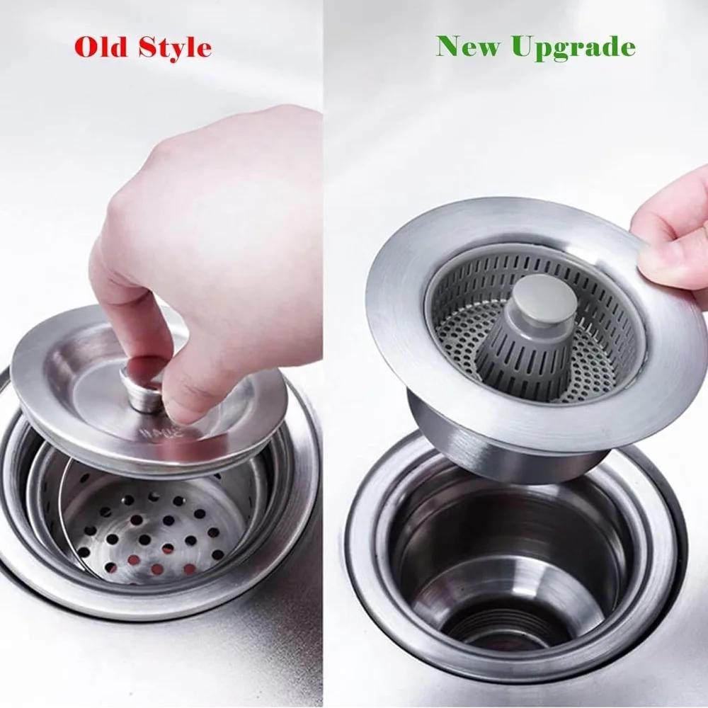 1/2pcs Clog-Free Sink Strainer Basket, 3-in-1 with One-Touch Pop-Up Core, Universal Size Easy Install Drain Filter,Sink Strainer