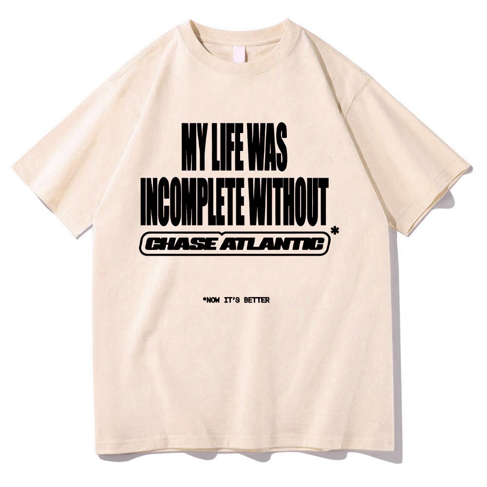 Chase Atlantic Můj život byl neúplný Grafické tričko Hip Hop Rocková kapela Oblečení Tričko Unisex Bavlna Oversized Trička Pánské oblečení
