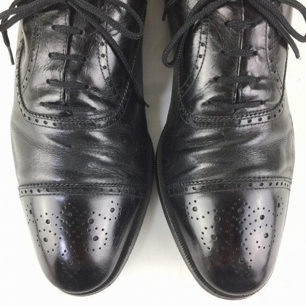 Salvatore Ferragamo Semi Brogue Business Shoes Black Size 10D 27.5-28.0 Men's(USED)