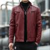 Autumn and Winter Stand-up Collar Men's Leather Jacket, Locomotive Velvet Thermal PU Leather Jacket, Leather Jacket Men