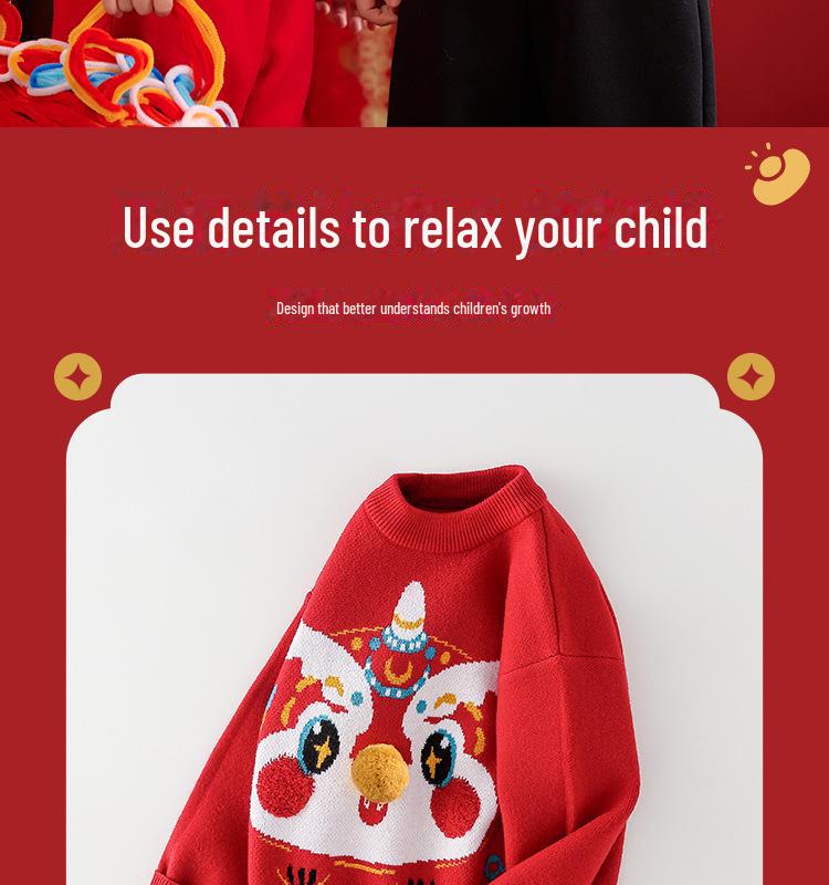 Suéteres de Ano Novo Infantil 2025 - Algodão Tipo A Roupas de Inverno para Meninos e Meninas