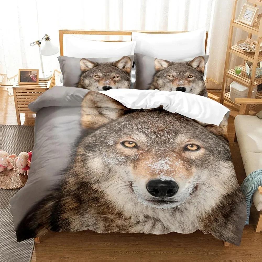 3D Wolf Print Wild Animal Modern Gift Wolf Comfortable Duvet Quilt Cover Pillowcase Bedding Set Bedroom Decoration Home Textile
