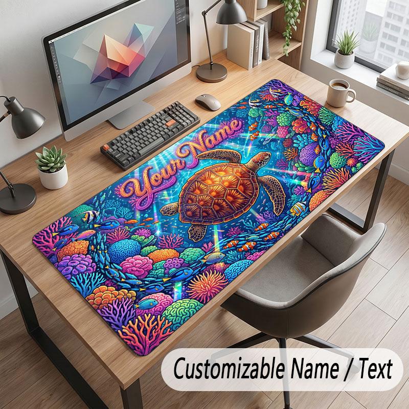 Octopus Sea Life Theme Customized Mouse Pad Personalized Print Name Text Desk Mat For Home Office Table Decor