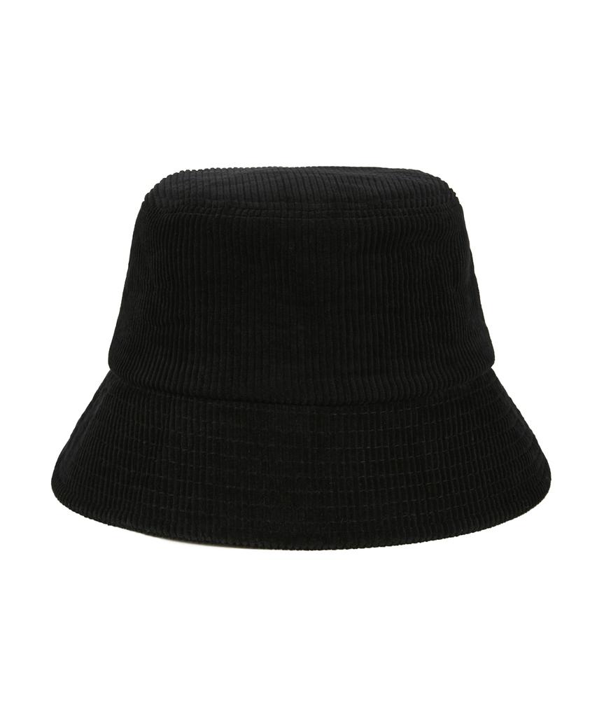 Bajal Corduroy Label Bucket Hat Black
