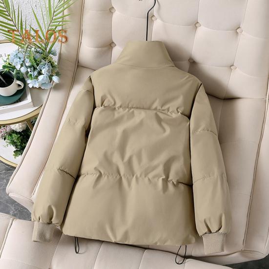 Winter Down Coat Padded Hooded Stand Collar Pockets Zip-up Parka Windproof Heat Retention Daily Cold Weather Outwear Cotton Jacket
