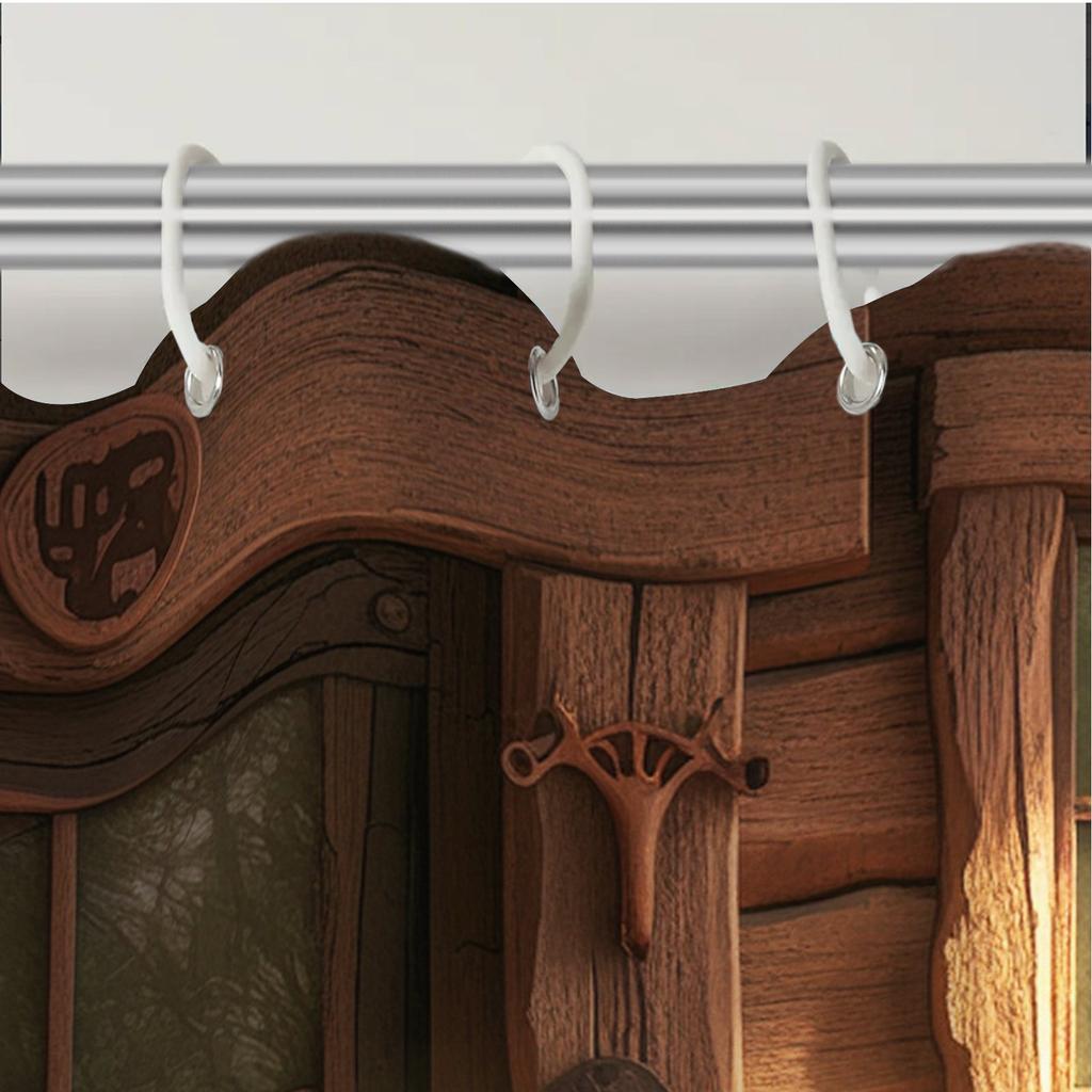 Rustic Wooden Pattern Shower Curtain - Artistic Design, Polyester, Ideal For Bathroom/Home, Perfect Housewarming Gift