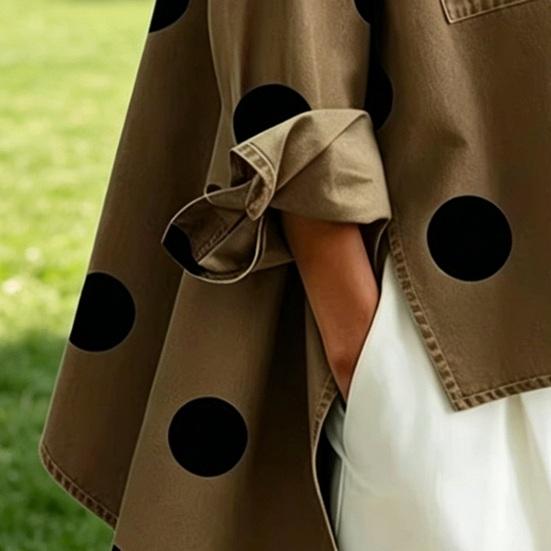 Gepunktetes Jeanshemd für Damen Locker geschnittenes Hemd mit Knöpfen und Brusttaschen Lässige Oversize-Jacke Frühling Sommer Modisches Trendiges Hemd