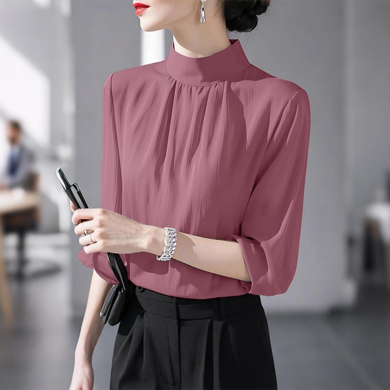 ZANZEA Women Stand Collar Loose Casual Long Sleeve Blouse