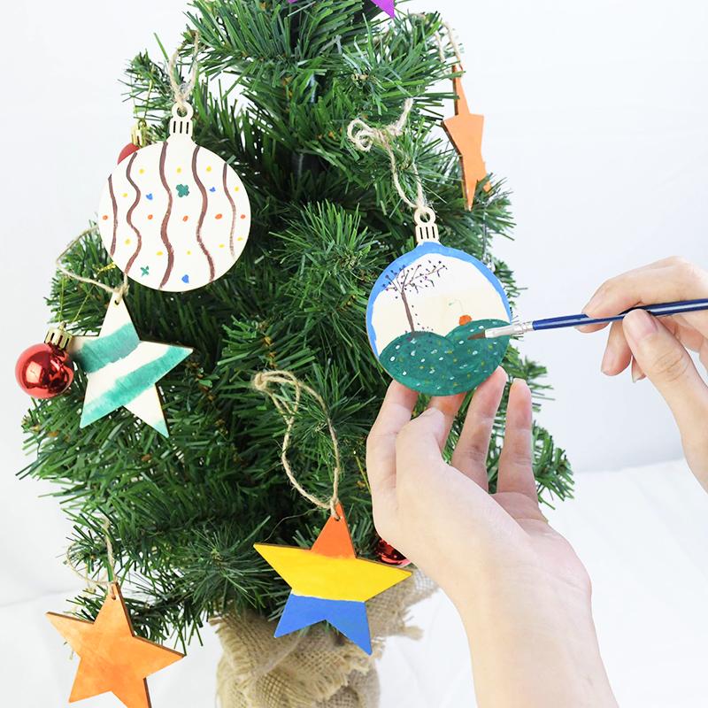 10pcs/lot Wooden Christmas Tree Hanging Ornament Pendants Christmas Decorations For Home Party New Year Navidad Natal Kids Gift
