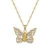 Empty Zircon Butterfly Light Luxury Temperament Gorgeous Full Diamond Necklace Female Versatile Collarbone Chain Titanium Steel Chain