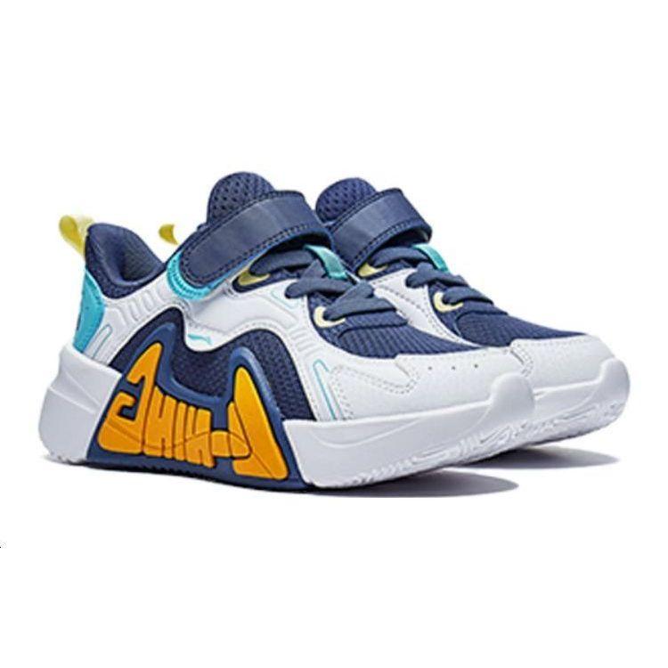 Li Ning Comfortable Versatile Non-Slip Shock Absorbing Low-Top Running Shoes Kids Sneakers Blue White YKNT124-1
