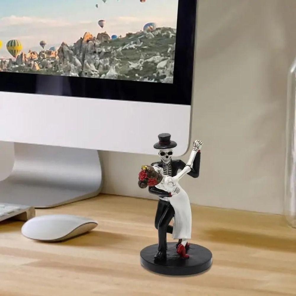Resin Dance Skeleton Figurine Decorative Skeleton Couple Ornament  for Halloween
