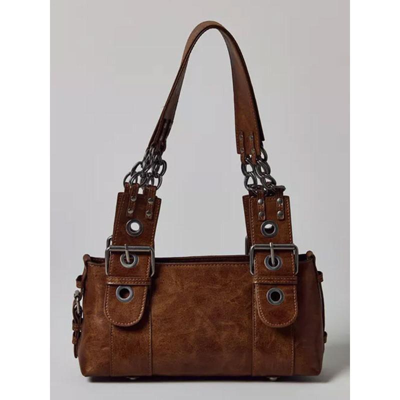 American Retro Used Motorcycle Bag 2025 New Large-capacity Single-shoulder Underarm Maillard Tote Handbag