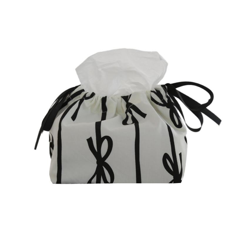 

Корейский стиль Ленточный завязывающийся мешочек для салфеток Пылезащитная тканевая коробка для салфеток Автомобильный домашний декоративный органайзер с бантом