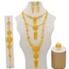 Set de bijuterii de culoare aurie din Dubai indian pentru femei Set de colier lung de mireasă, colier nigerian, bratara, cercei, seturi de inele