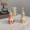 3D Skull Candle Mold Halloween Skeleton Head Holding Candles Silicone Molds