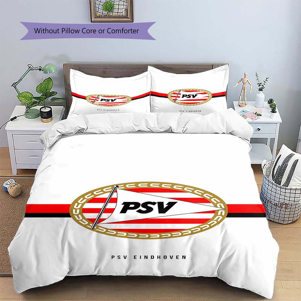 PSV Eindhoven Pattern Bedding,Quilt Set Quilt Cover Pillowcase Home Birthday Gift(1 * Duvet Cover + 2 * Pillowcase, Without Core)