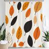 1Pc Autumn Leaf Print Polyester Shower Curtain Bathroom Decoration Curtain,Hanging Curtain With Hooks Machine Washable
