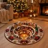 Christmas Floor Mat Round 3D Rug Optical Illusion Area Santa Claus Gnome Quilted-Like Patterned Rug Anti-slip Washable for Living Room Bedroom