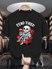 Unisex Crew Neck Tee Skeleton Dead Tired Text Graphic Print Soft Cotton Loose Short Sleeve Summer Casual Male Daily Streetwear Tops