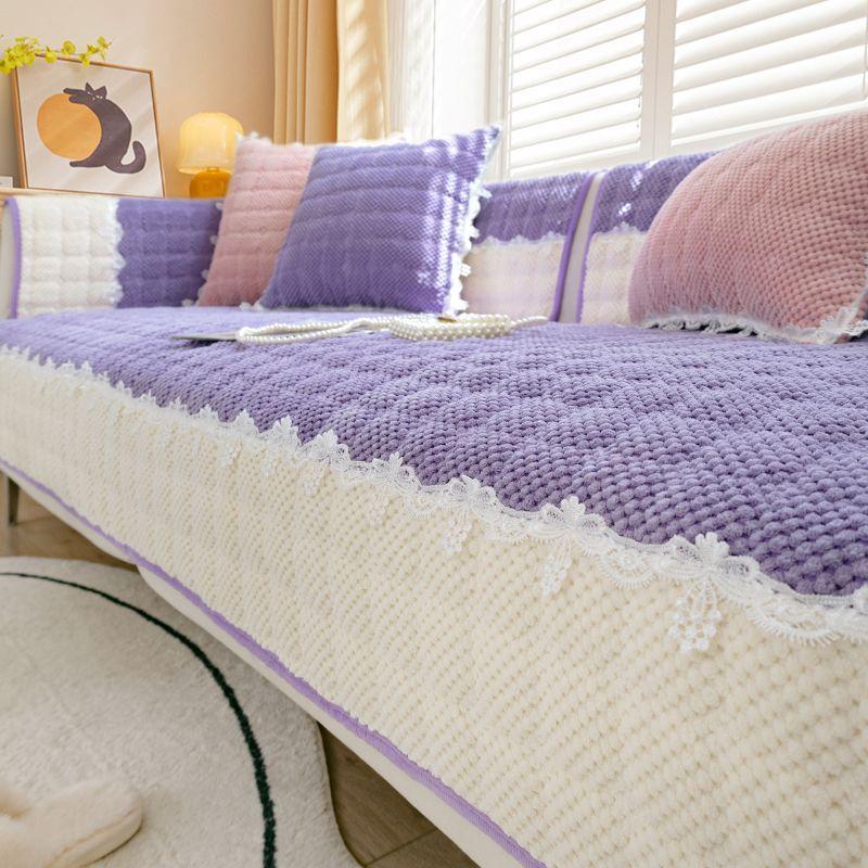 

Velvet Sofa Cushion Plush Cushion Four Seasons Universal Non-Slip Sofa Cover Backrest Cover Towel 70*70cm