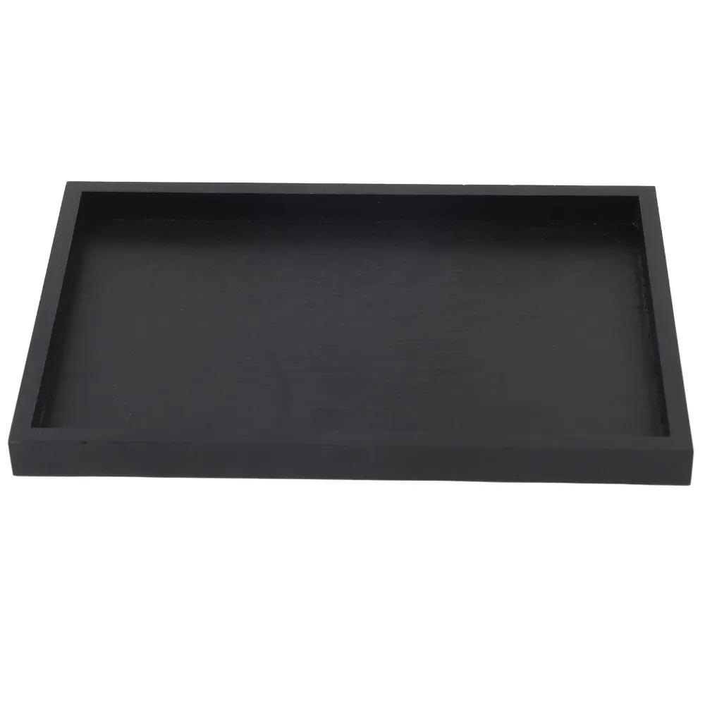 Snack Plate Black Wood Serving Tray Rectangle Shape Decorative Platter Solid Wood Tray Wood Rectangle Tray Home Kitchen