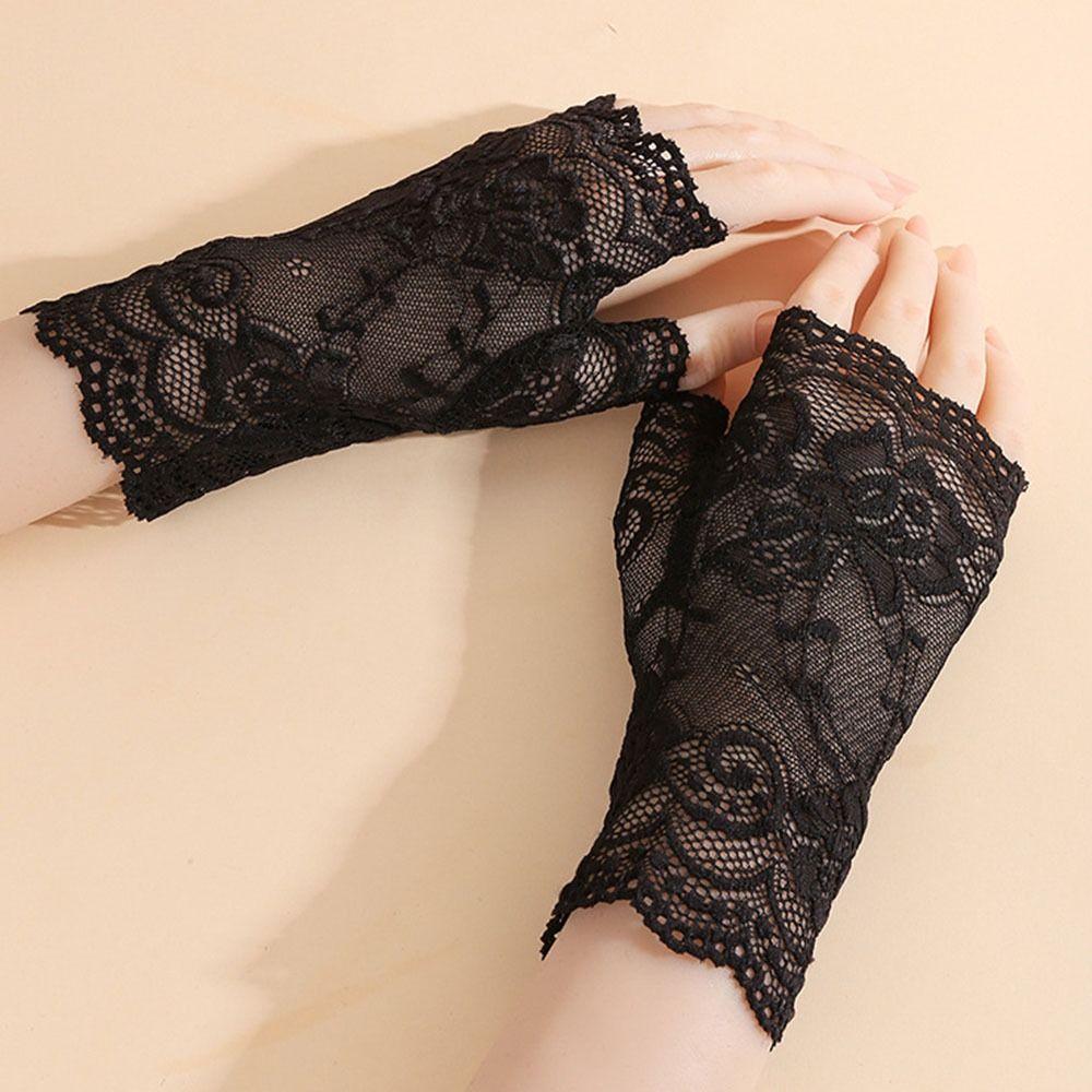 Half Finger Lace Gloves Sunscreen Performance Gloves Fashion Wedding Bridal Gloves  Spring Summer