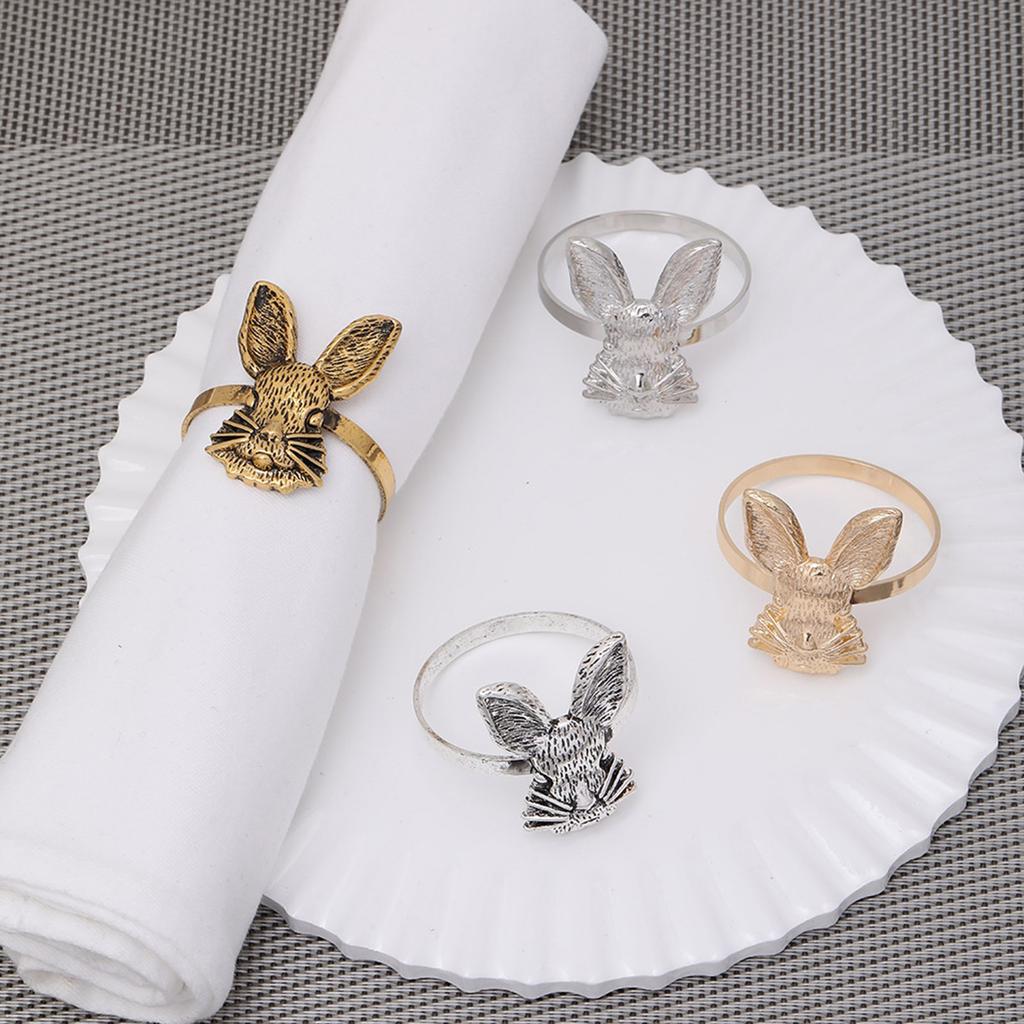 Set of 6 Portable Easter Rabbit Napkin Holders Rabbit Napkin Rings for Easter Thanksgiving and Festival Table Decoration