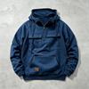 Men's Retro Workwear Hoodie Half Zip Oversize Multi-Pocket Solid Color Pullover Casual Streetwear