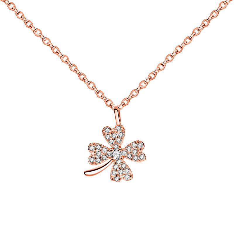 Lucky Four Leaf Grass Necklace, Female Clavicle Chain, Female Cold and Elegant Style, Korean Version, Simple and Small Style