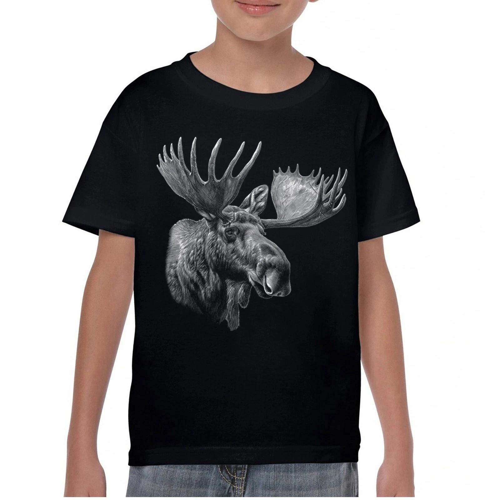 Majestic Moose Portrait Youth kids boys T-Shirt Wildlife Nature Northwoods Animal Kids 150