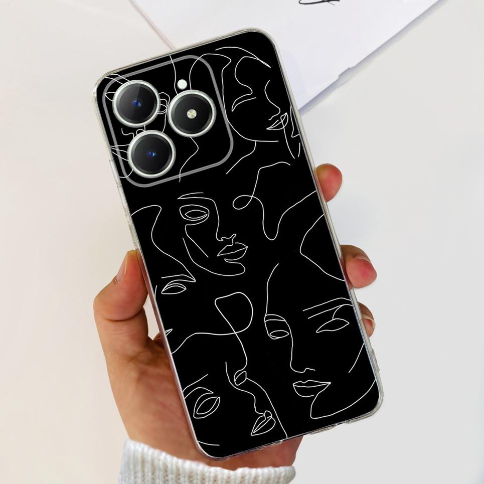 Couple Love Heart Back Case For Realme Narzo N61 N63 Realme C63 C61 Transparent Soft TPU Slim Silicone Phone Cover Fashion Capas