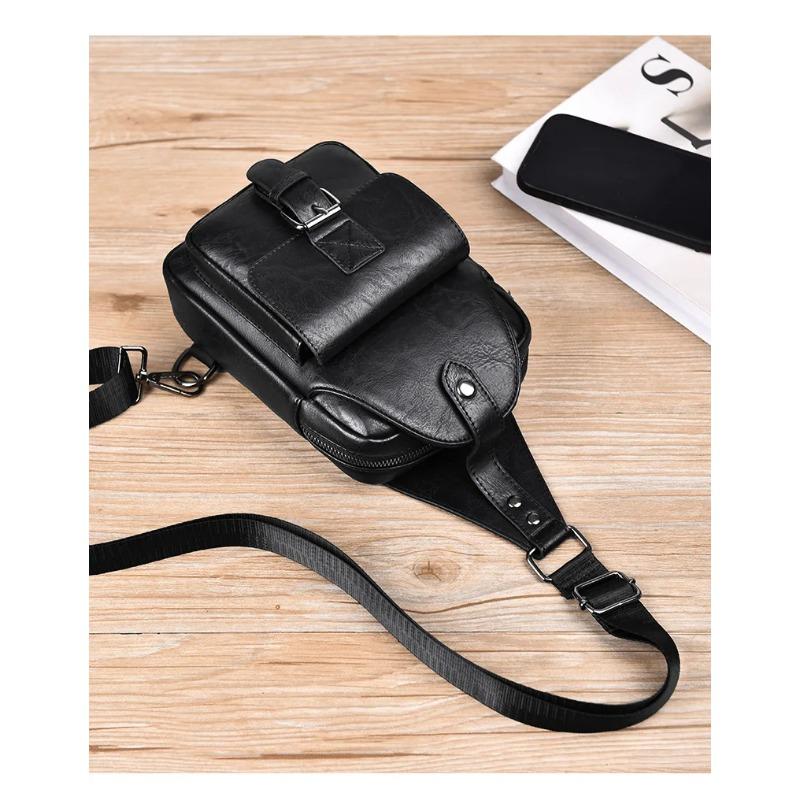 Casual Retro Men's Chest Bag, Large Capacity Crossbody Bag, Waterproof and Wear-resistant