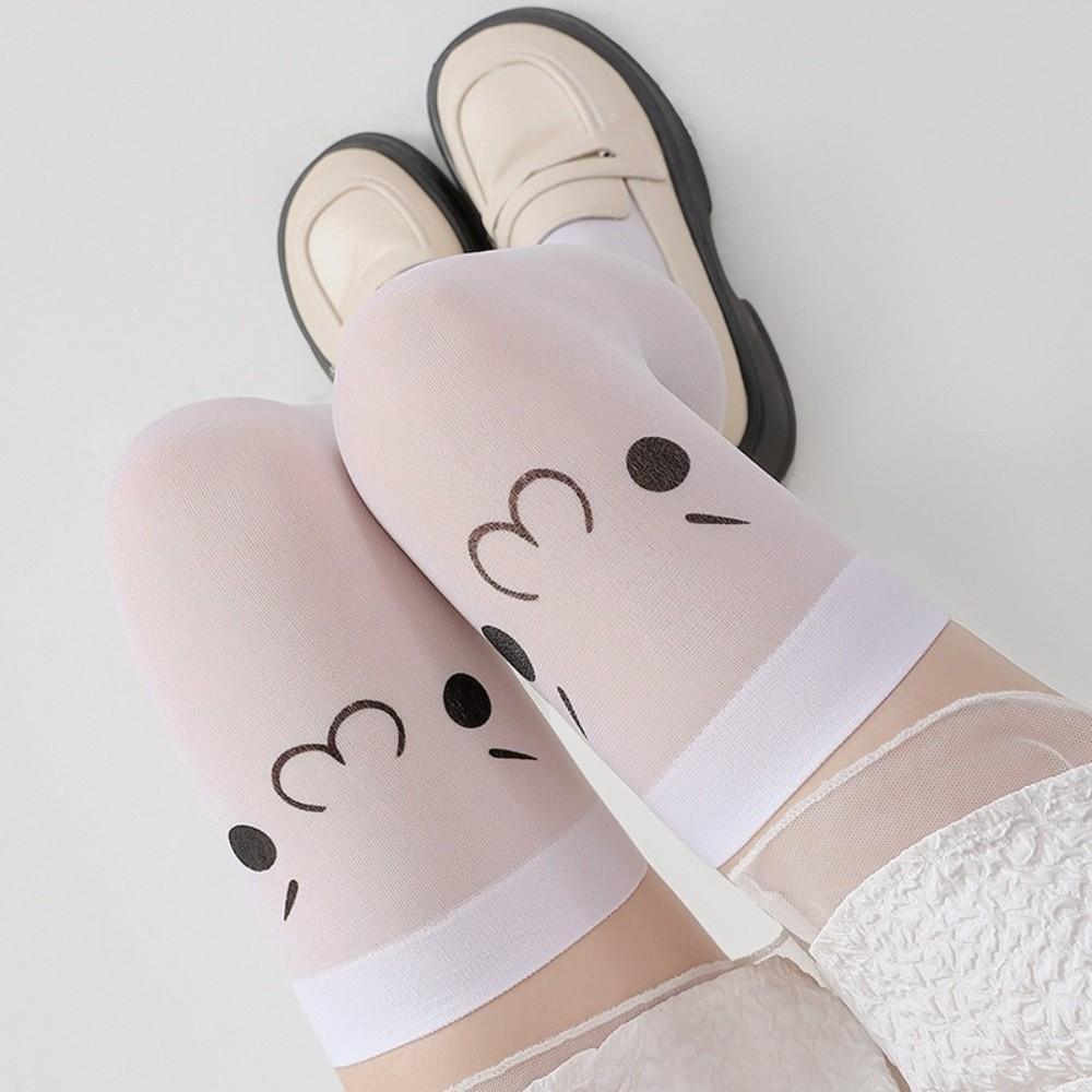 Cute Expression Knee High Socks Printed Design Thigh High Stockings  Anime Convention
