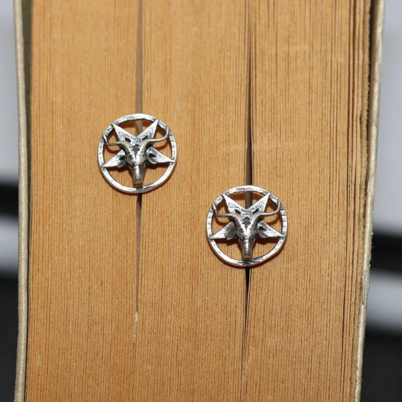 Vintage Animal Earrings Silver Color Five-Pointed Star Bull Head Earrings for Men Women Punk Casual Jewelry