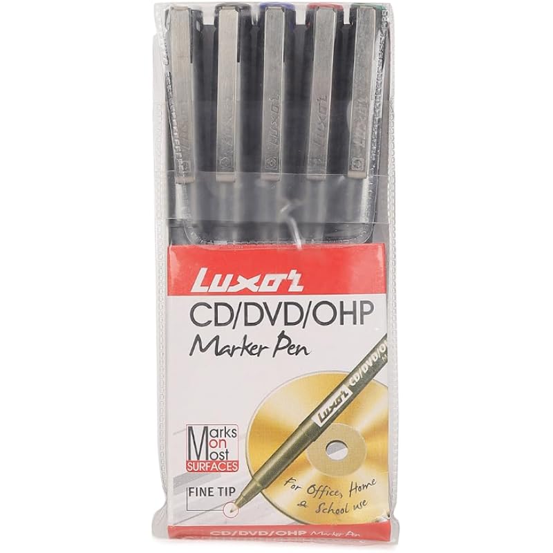 Luxor 968 Ohp Fine Point Permanent Marker - Assorted Colors - Set Of 5