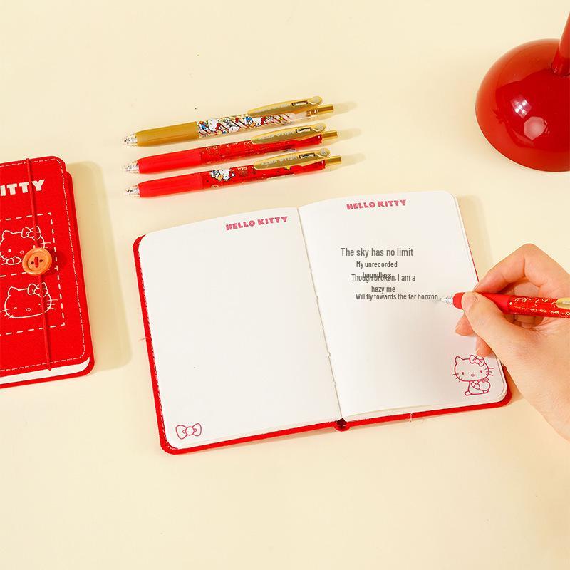 Yue Mu Hello Kitty Cartoon Click Pen Set - Quick-Dry Girly Heart ST Tip for Students