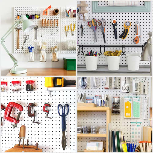 RILIHII 5cm Perforated Board Hook Set with Rubber, T-Shaped, Compatible with 5.5mm Thick Boards, 25mm Hole Pitch, 5mm Hole Diameter, Dedicated Fixing