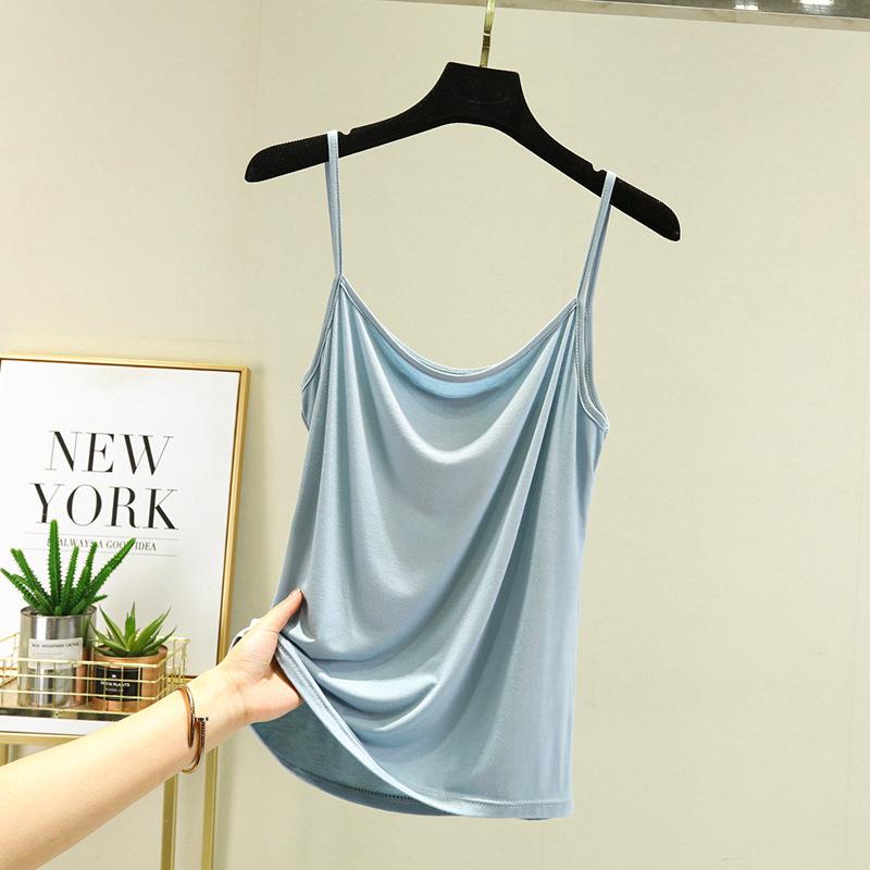 Modal sling vest women's summer white inner versatile one-word collar short breathable sleeveless bottoming shirt top